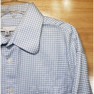 Perry Ellis Men’s XL 17-34/35 Long Sleeve Dress Shirt Blue Plaid Cotton